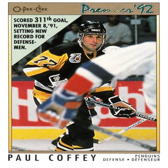 Paul Coffey (Penguins) 1992 O Pee Chee Premier '92 Series Card - Card Number 79 - Picture 1 of 2